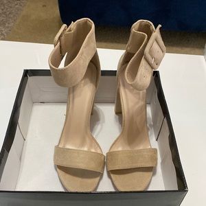 Pretty Little Thing Nude Ankle Buckle Block Heel